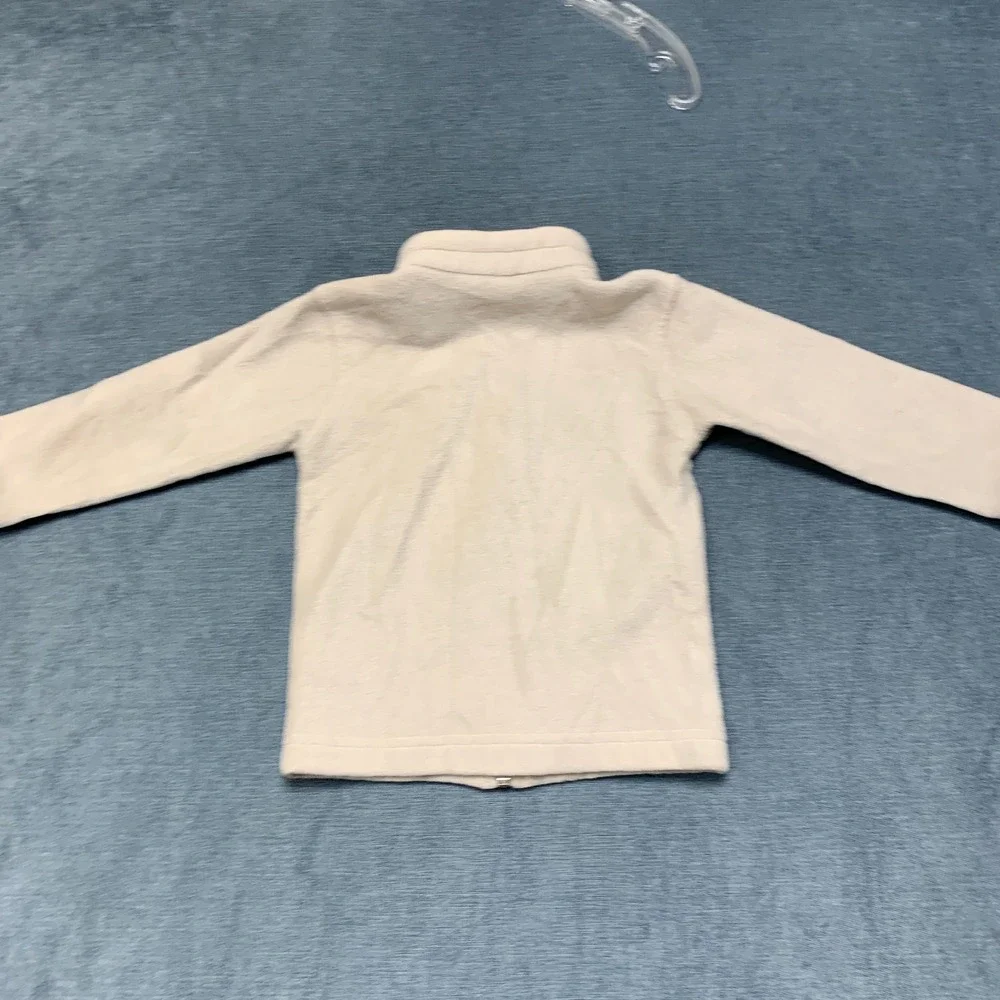Columbia Fleece Jacket Boys 3T Beige Logo Full Zip Mock Neck Long Sleeve Winter